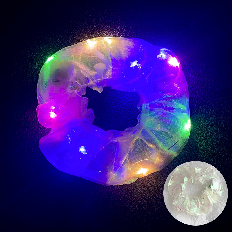 10Pcs LED Light Hair Scrunchies Light Up Scrunchies Elastic Glow Hairbands Hair Scrunchies Glow Mermaid Party favors Supplies: army green