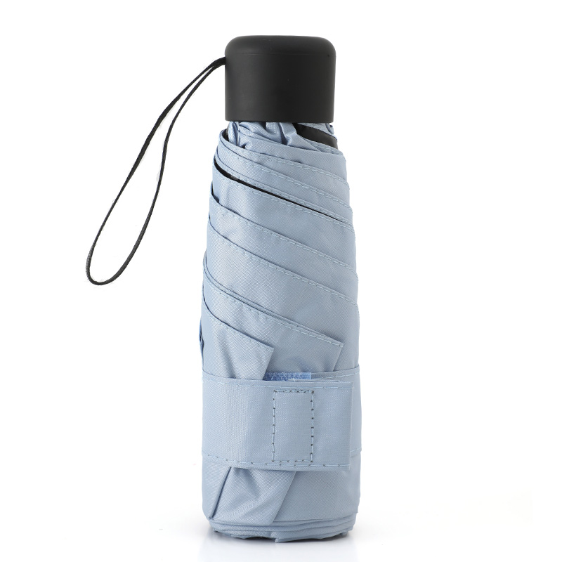 Mini paraguas plegable ultraligero de bolsillo para mujer, paraguas plegable pequeño a prueba de viento para viaje, paraguas compacto para lluvia para hombre, paraguas protector solar para exteriores: Azul