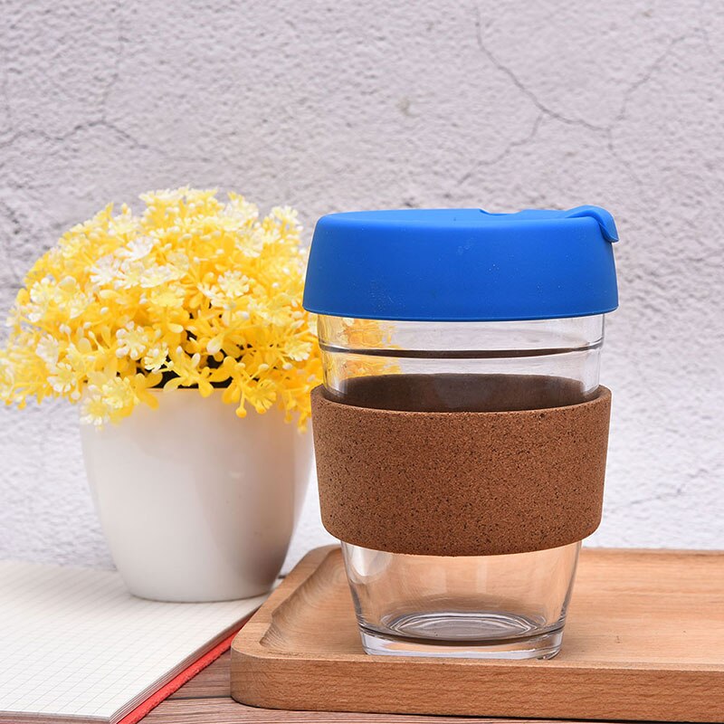 Reise glass krus kaffekopp varmebestandig glass kopp bil vann melk kopp isolasjon sklisikkert deksel glass sett 340ml