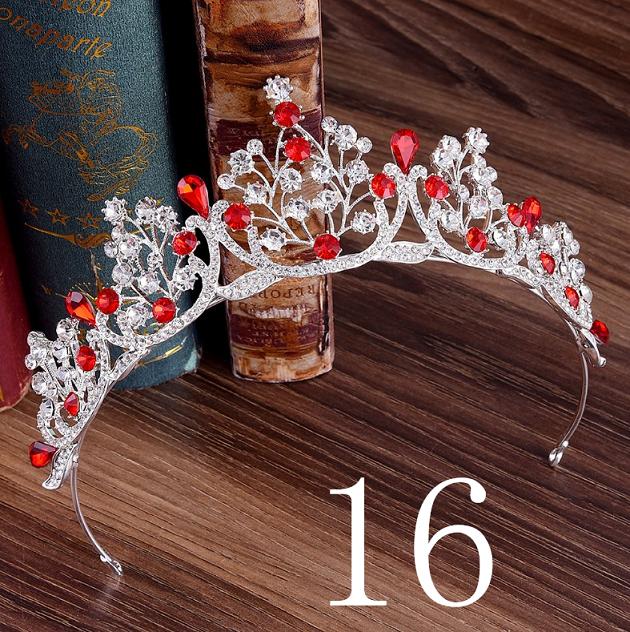 Blau verrotten Grün Hochzeit Haar Zubehör Kristall Tiara Für Bräute Krone Kopf Stück Braut Haar Zubehör Kronen Königin Diadem: 16