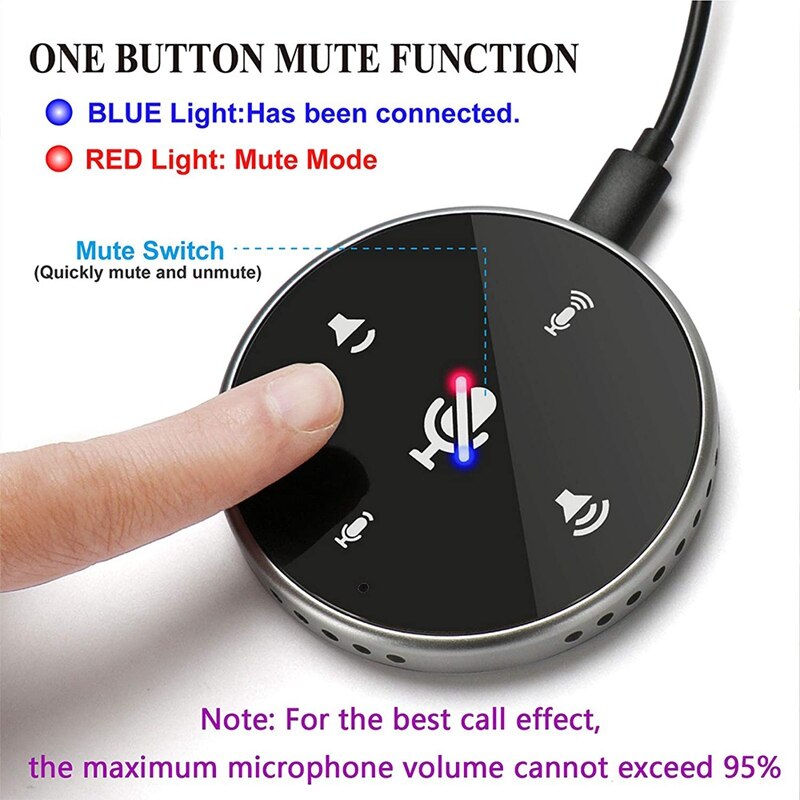 Usb Conferentie Microfoon Met Luidspreker, Pc Computer Condensator Microfoon Met Mute Knop En 360 ° Voice Pickup