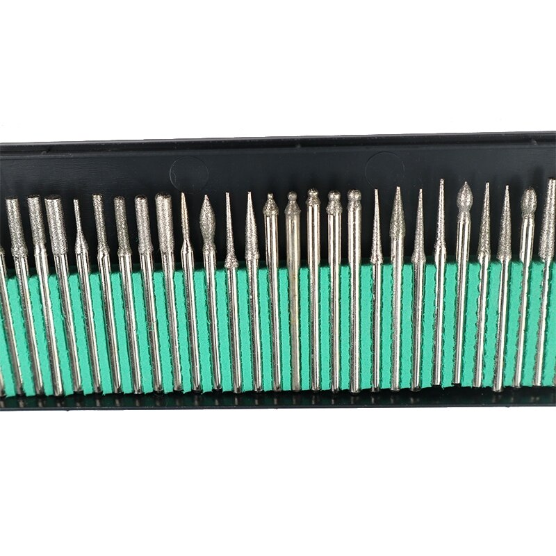 30 st skaft diamantborr set med låda för dremel elektriska slipmaskiner elverktygstillbehör slipverktyg 2.35mm 3mm