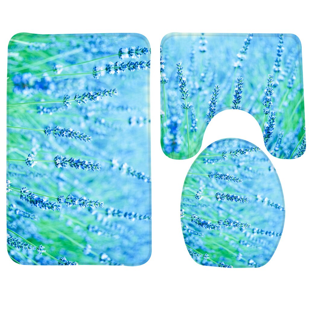 3 Pcs Bath Mat Set Rose Pattern Toilet Mat for Three Sets of Bath Mat Anti Slip Bathroom Rugs and Carpets: 004