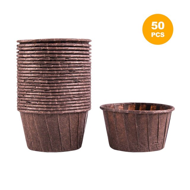 50PCS Mini Paper Cake Cupcake Liner Baking Muffin Box Cup Case Party Tray Cake Mold Decorating Tools High Temperature Resistance: Coffee