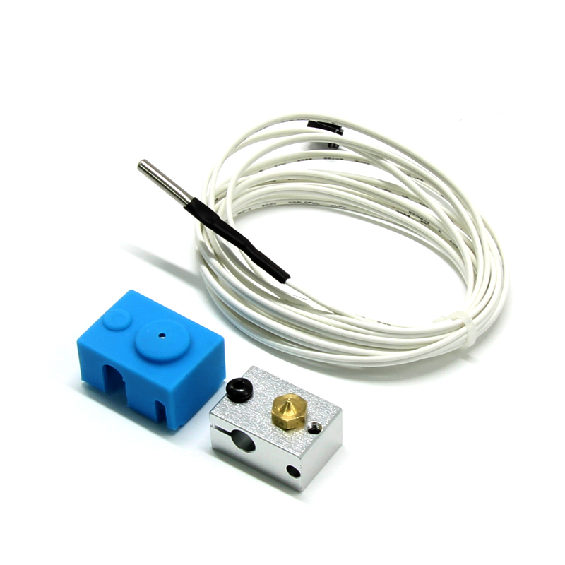 V6 Heating Aluminum Block + Silicone Case with Thermistor for 3D Printer: Default Title