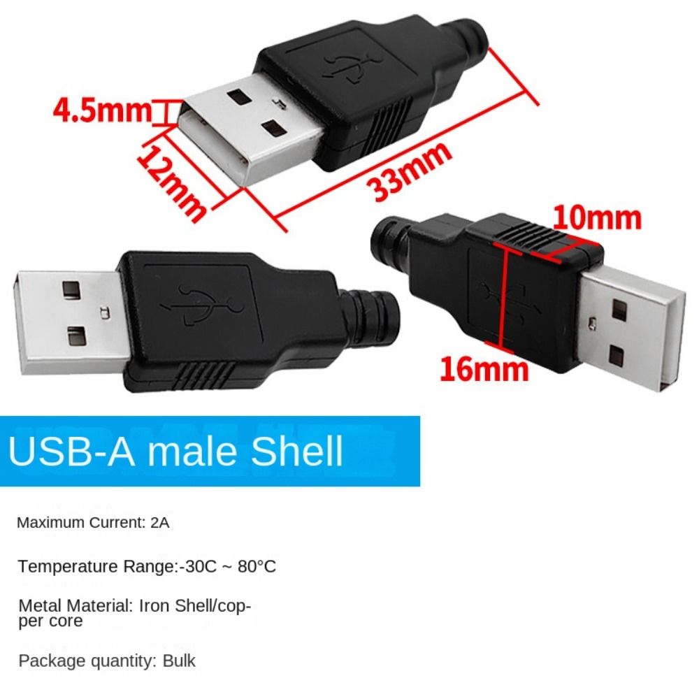 Type A USB Plug 4 Pin Plug Socket Male USB Socket Connector With Cover DIY Connector Electrical Equipment Parts