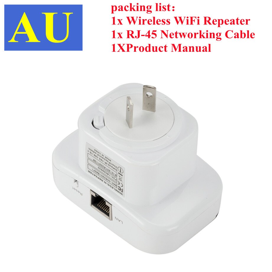 Ripetitore WiFi 2.4Ghz estensore Wifi senza fili amplificatore di rete Wi-Fi 300Mbps 802.11N ripetitore di segnale Wi-fi a lungo raggio Repiter Wifi: AU