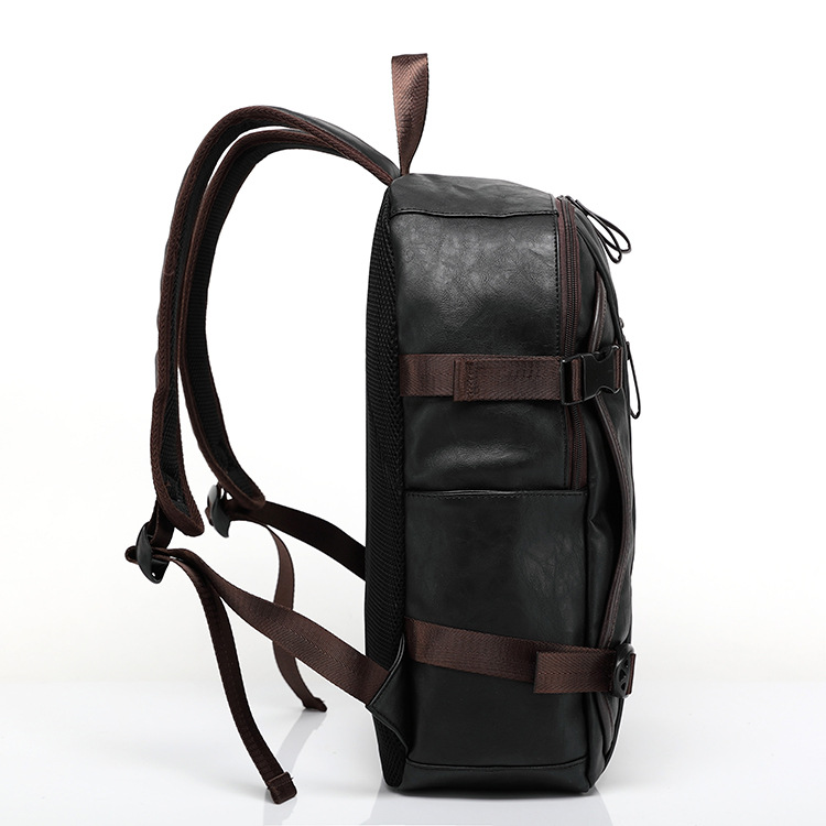 Korean style men's backpack style leather middle school student schoolbag