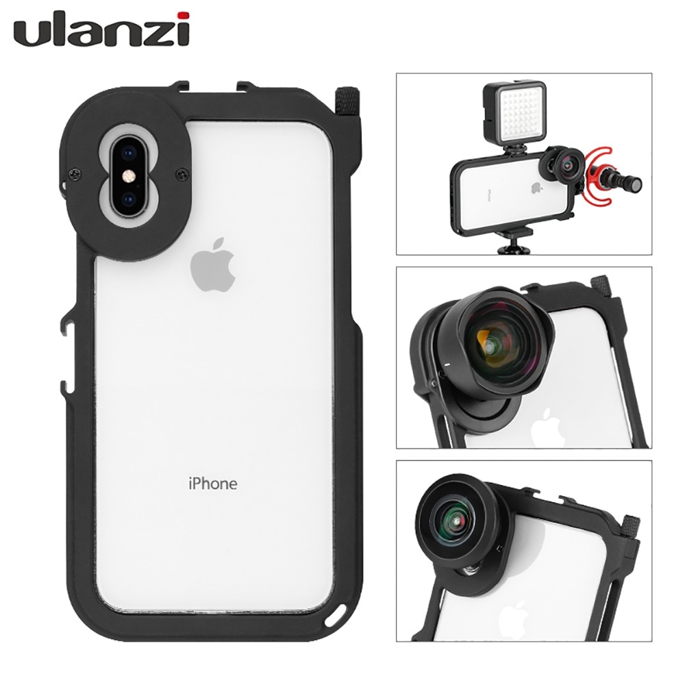 Ulanzi Metal Bumper Frame Rig Kooi Voor Iphone Xs XS-MAX, met Koud Schoen 1/4 "Draad Gat 17Mm Mount Voor Telefoon Moment Lens Statief