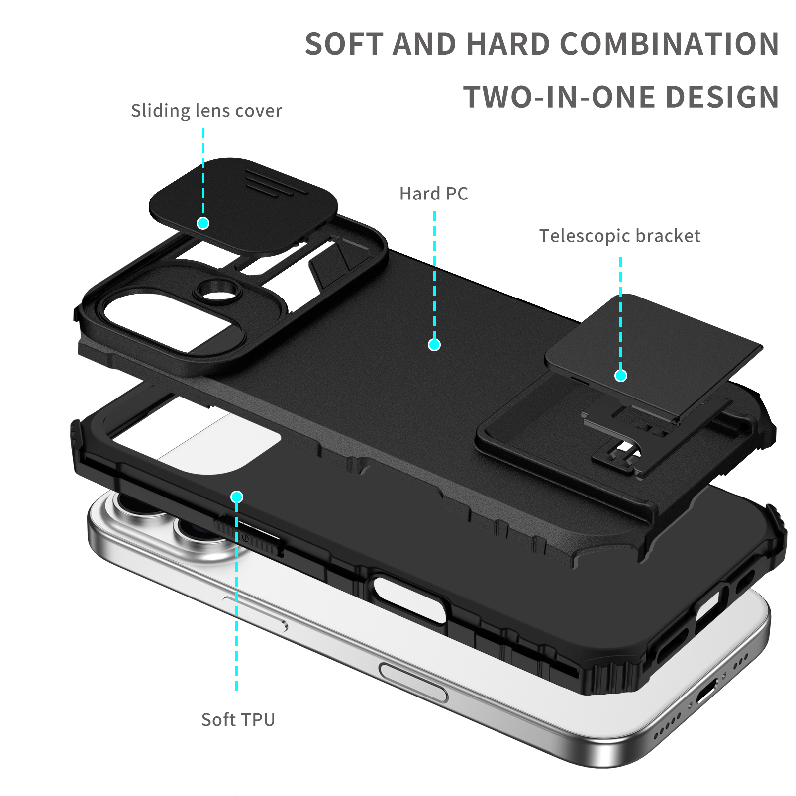 Accesorios para teléfono, funda protectora de doble capa para Iphone 17 Pro Max 16 17 Air 15 14 Plus 13 12 Pro Iphone17 Iphone14 Iphone16 Bag