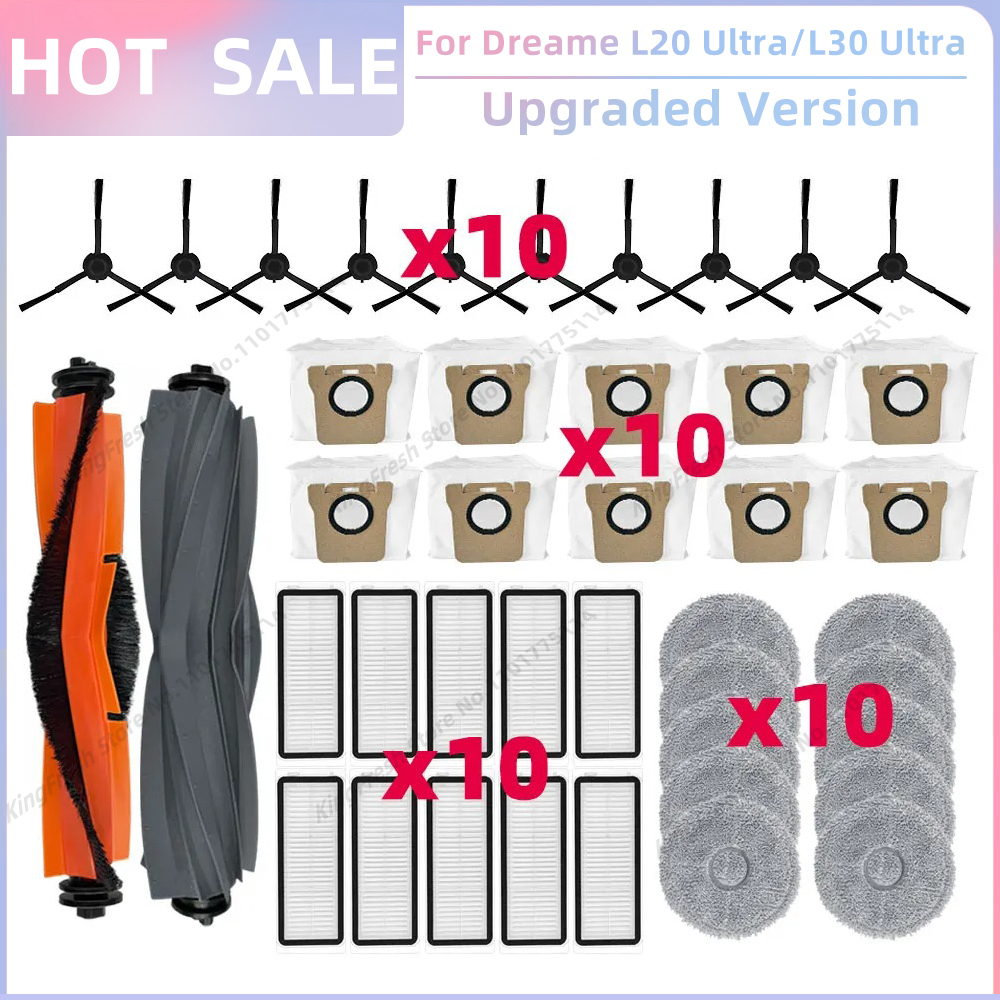 Fit For Dreame L20 Ultra / L20 Ultra Complete RLX41CE / L30 Ultra Parts Main Roller Side Brush Hepa Filter Mop Cloth Dust Bag