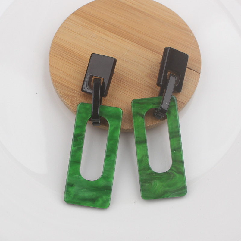 Mode Acryl Dangle Oorbellen Voor Vrouwen Holle Vierkante Lange Opknoping Oorbellen Geometrische Verklaring Oorbellen Pendientes: Default Title