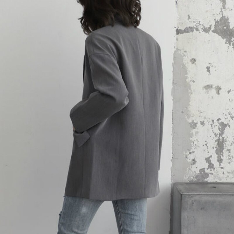 Blazers Women Minimalist Stylish Patchwork British Style Notched Spring Loose Femme Coat Ulzzang Black Daily Chic Jacket