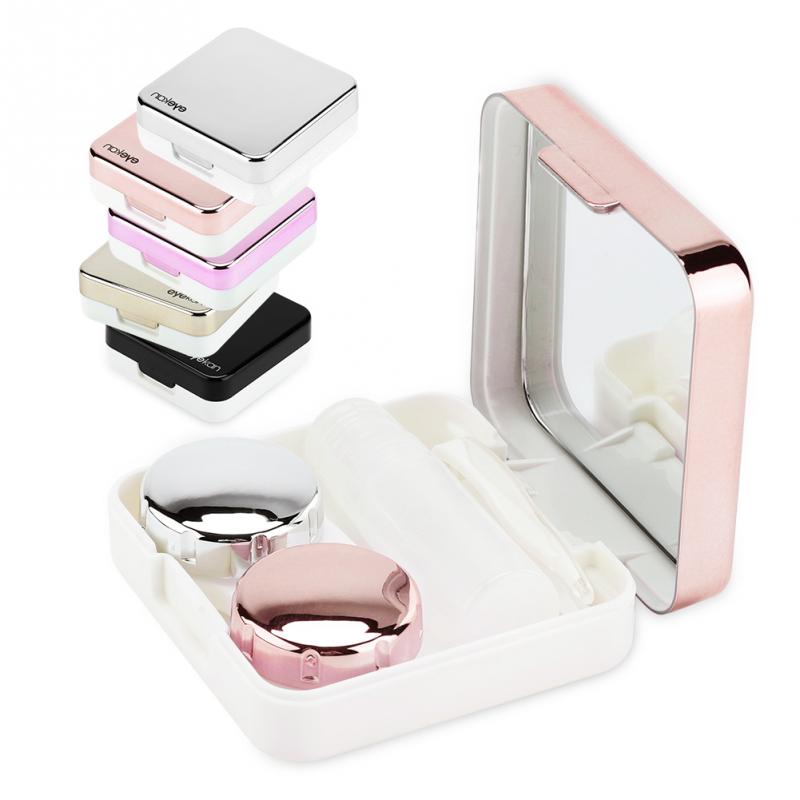Portable Contact Lens Case With Mirror Women Colored Contact Lenses Box Eyes Contact Lens Container Lovely Travel Kit MirrorBox