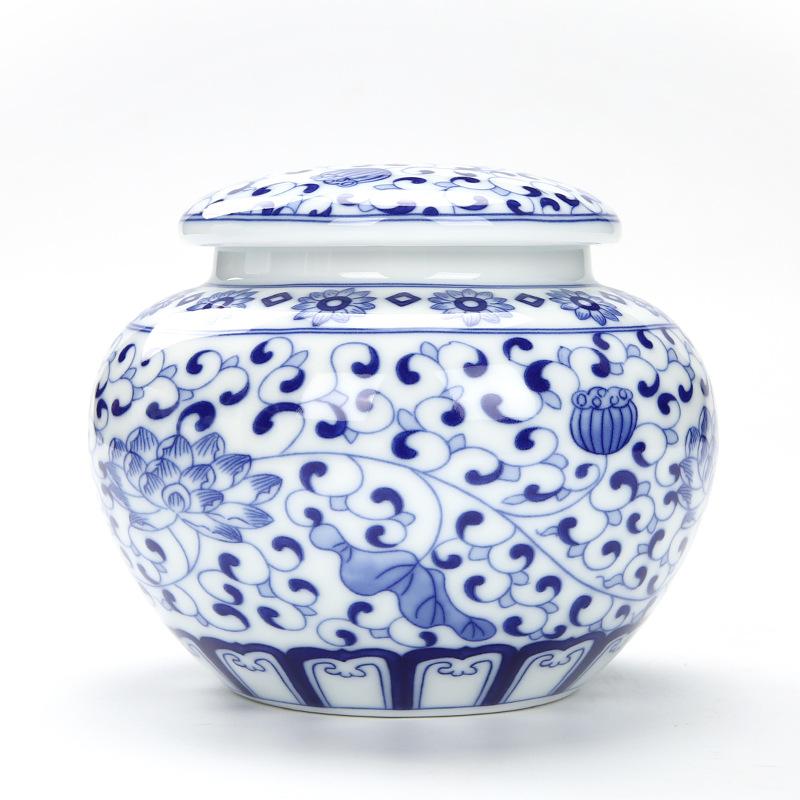Ceramic Tea Caddies Tea Culture Blue And White Porcelain Storage Bottle Jar Tea Box Candy Salt Seasoning Snack Storage Container: 2