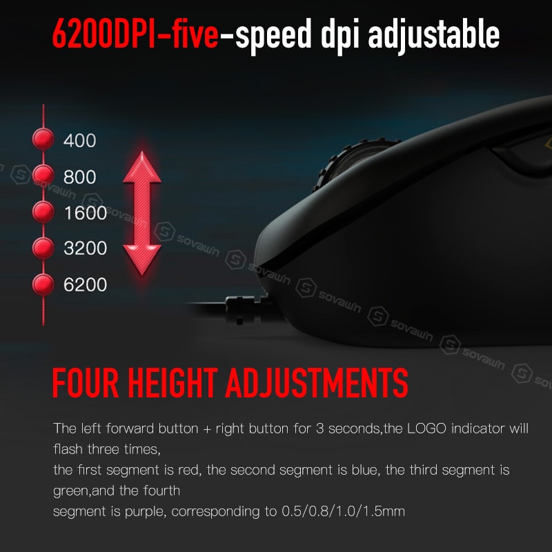 Original Motospeed V100 Wired Optical Gaming Mouse RGB Light Esport Game Computer Mouse USB 6200DPI for PC Laptop