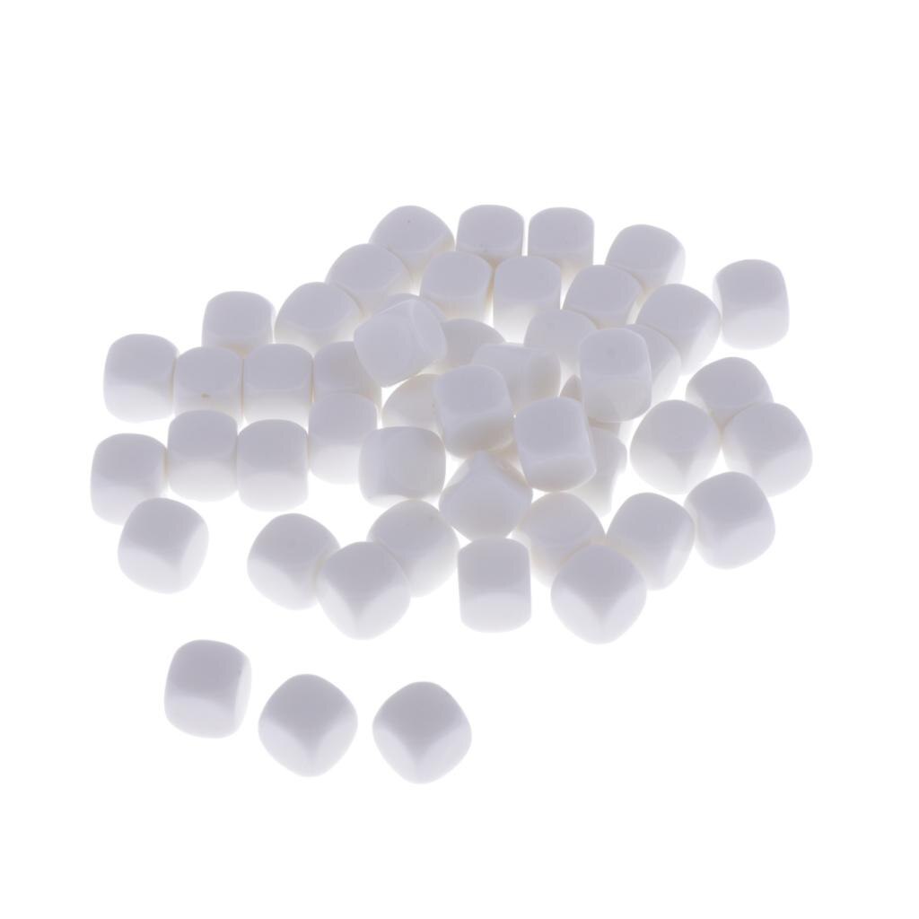 Dés de jeu à bords ronds blancs D6, Six faces, de jeu RPG, 50 pièces