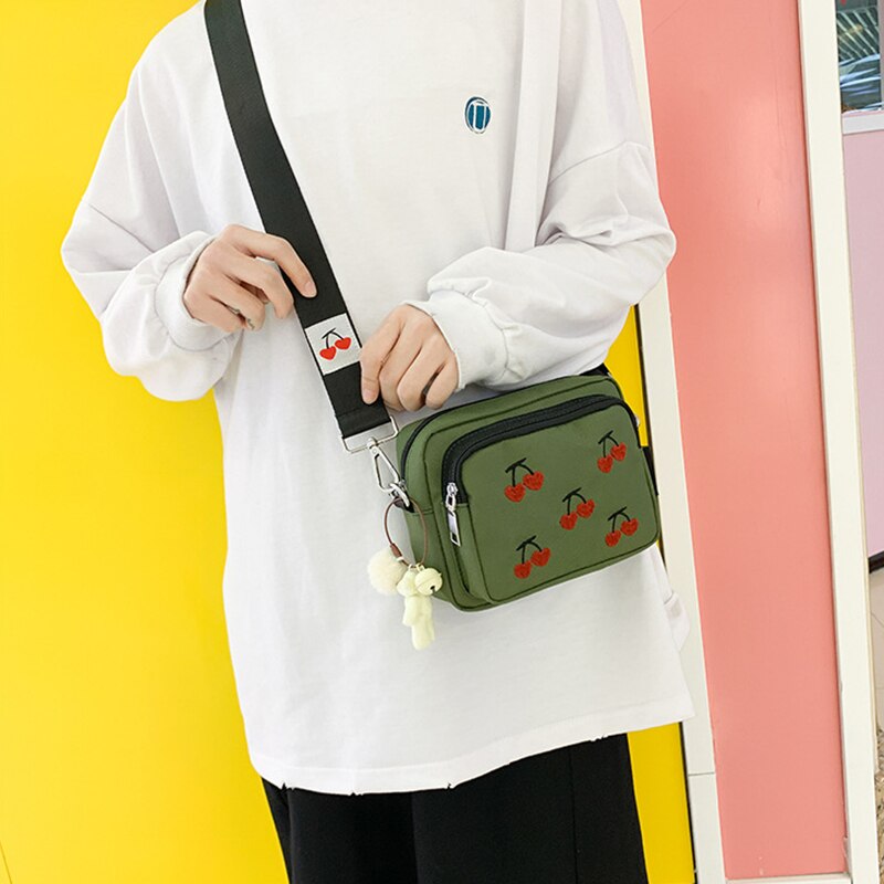 Zomertassen voor dames flap kersen borduurwerk dames schoudertas bolsa feminina canvas crossbody tas