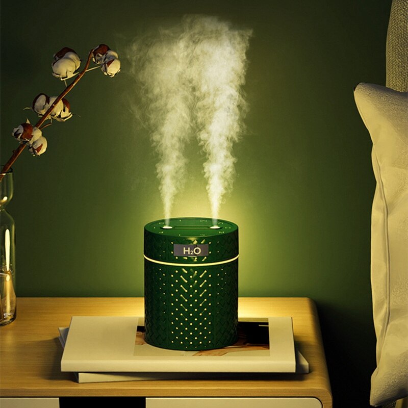 Humidificateur d&#39;air Portable USB à double buse de 600ML, diffuseur d&#39;huile essentielle et d&#39;arôme, lumière chaude pour la maison: White