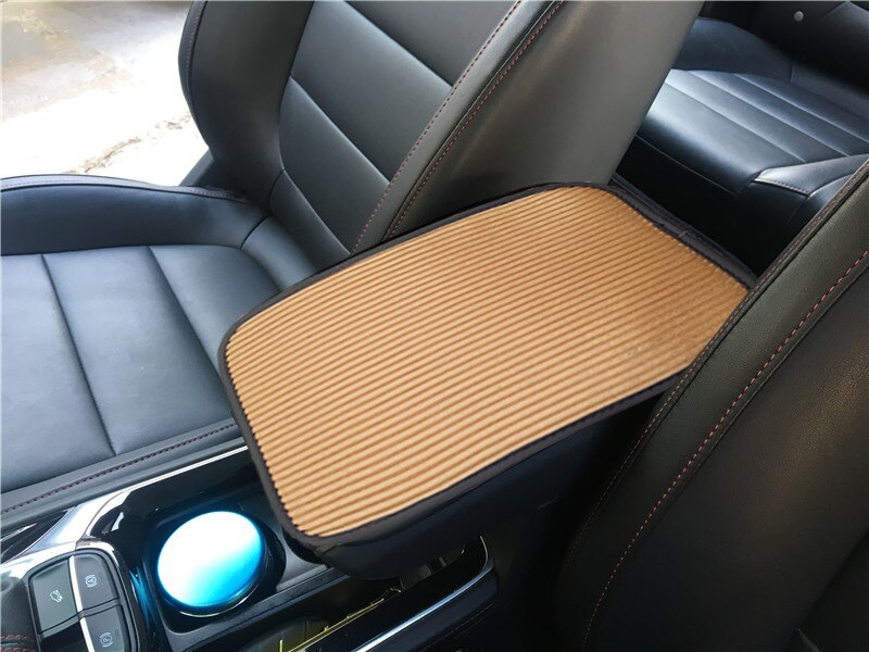 Linen Car Armrest Cover Universal Arm Rest Covers Set Anti Slip Armrest Mat Pad Comfortable Interior Car Accessories: Beige