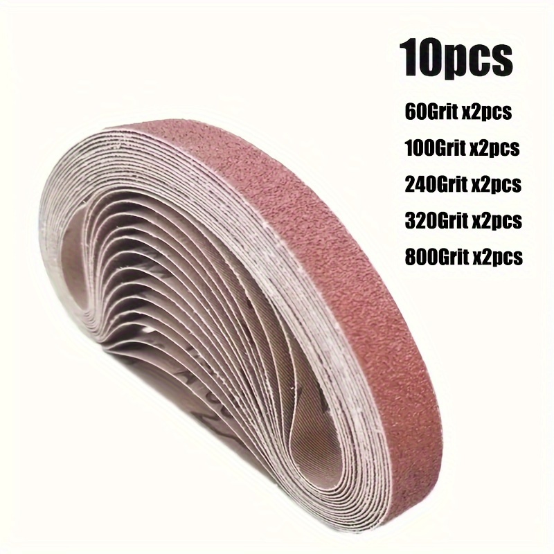 520x20mm 10 stuks 60/100/240/320/800 # Kleine mini-bandschuurmachine voor het slijpen van roestvrij staal, polijsten, roestverwijdering, schuurdoek: WIT