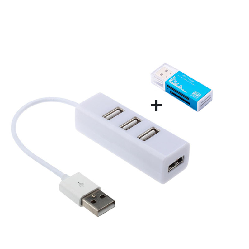 Adaptador de lector de tarjetas Micro SD 4 en 1, divisor USB SDHC, USB SD, T-Flash, M2, MS Duo, USB 2,0, adaptador de lectores de tarjetas de memoria de 4 ranuras: Azul