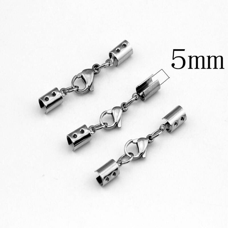 10 Stks/partij Rvs Lederen Koorden Kreeft Sluitingen Haken Connectors Lederen Touw Armband Ketting Maken Diy Sieraden Maken: 5mm