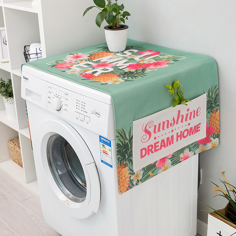 Nordisk grøn plante vaskemaskine dække køleskab mikroovn bomuld linned vandtæt dækning: 3