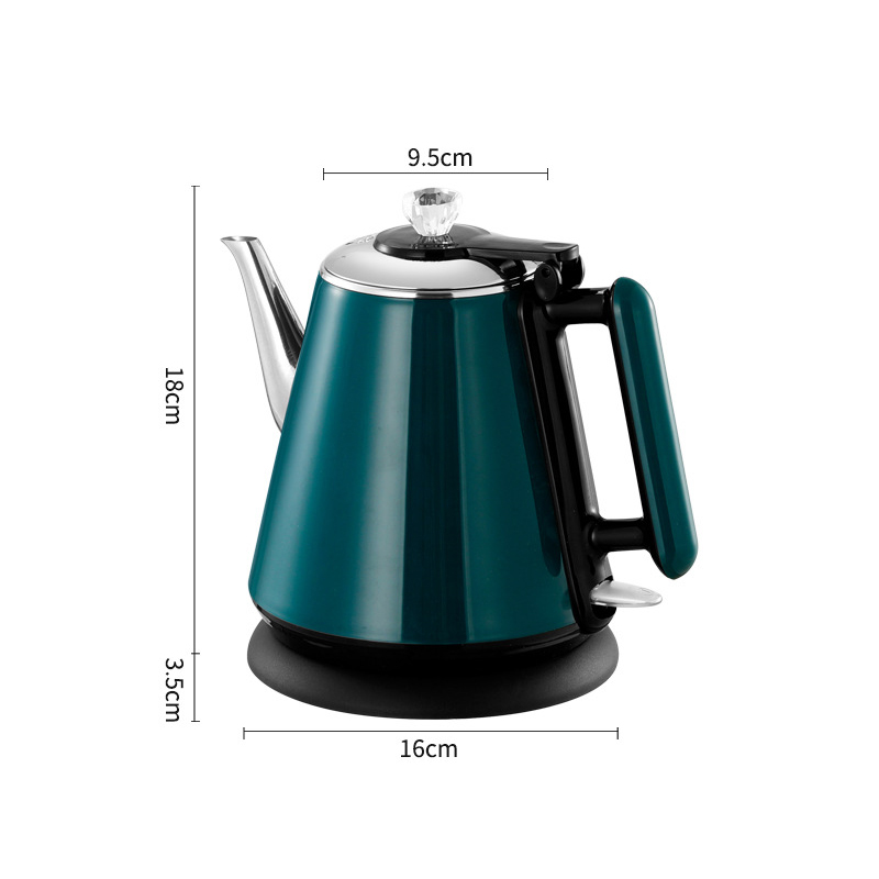 Hushållsvattenkokare med 1.2l vattenvärmare rostfritt stål tebryggare kaffekanna dubbelskiktad skållningsfri vattenkokare: Grön