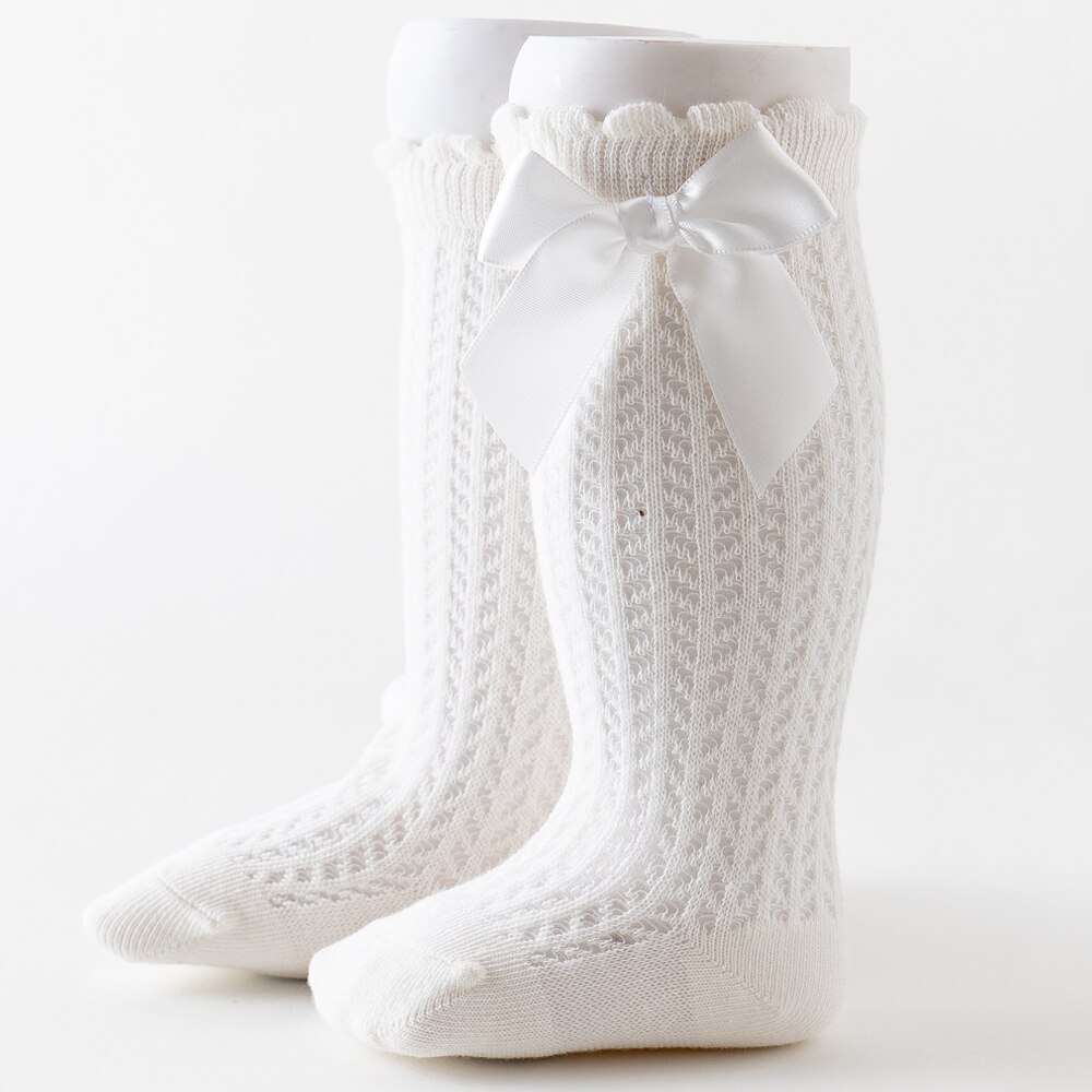 Baby Girl's Summer Socks Solid Color Breathable Comfortable Infant Socks with Bowknot for Birthday Party Vacation Photography: white / 24M