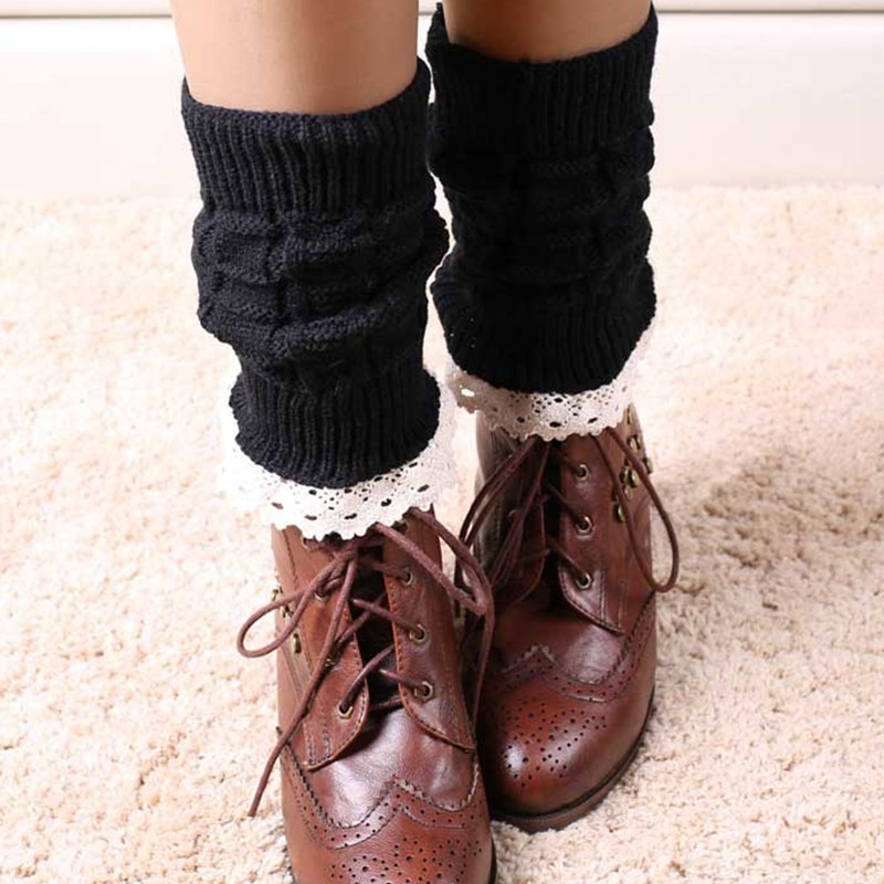 10 couleurs dentelle bottes chaussettes jambières pour les femmes tricot bottes poignets hiver court bottes couvre bottes chaudes guêtres