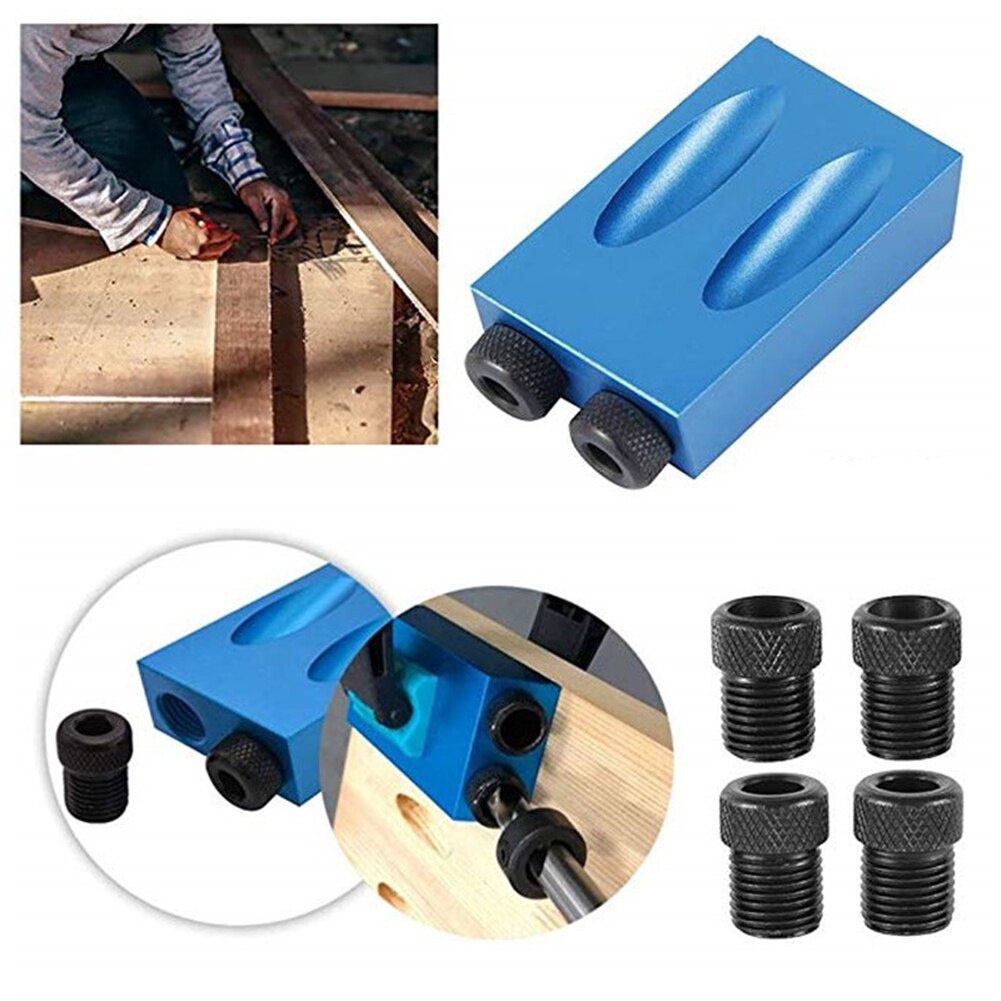 15 Pocket Hole Jig Kit 6/8/10mm Angle Drill Guide Woodwoorking Tool Hole Puncher Locator Jig Drill Bit Carpentry Tools