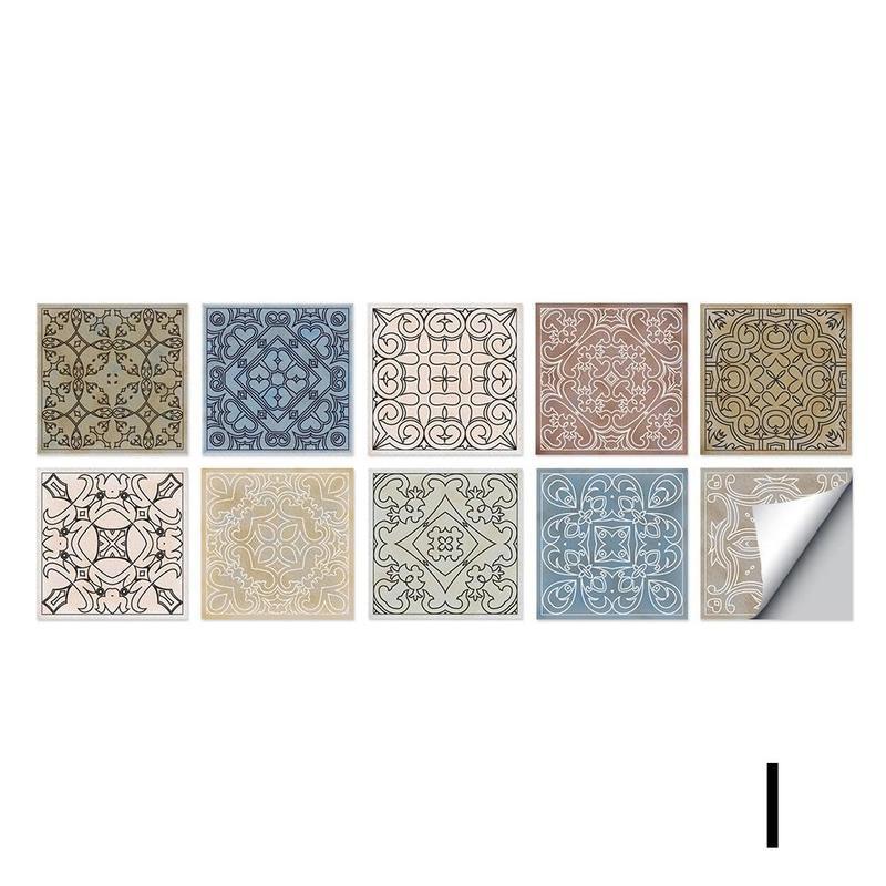 Kitchen Oil-proof Stickers Bathroom Waterproof Stickers Geometric Art Visual Hard Wall 3d Texture Tiles Sticker Decorative K1C0: I / L