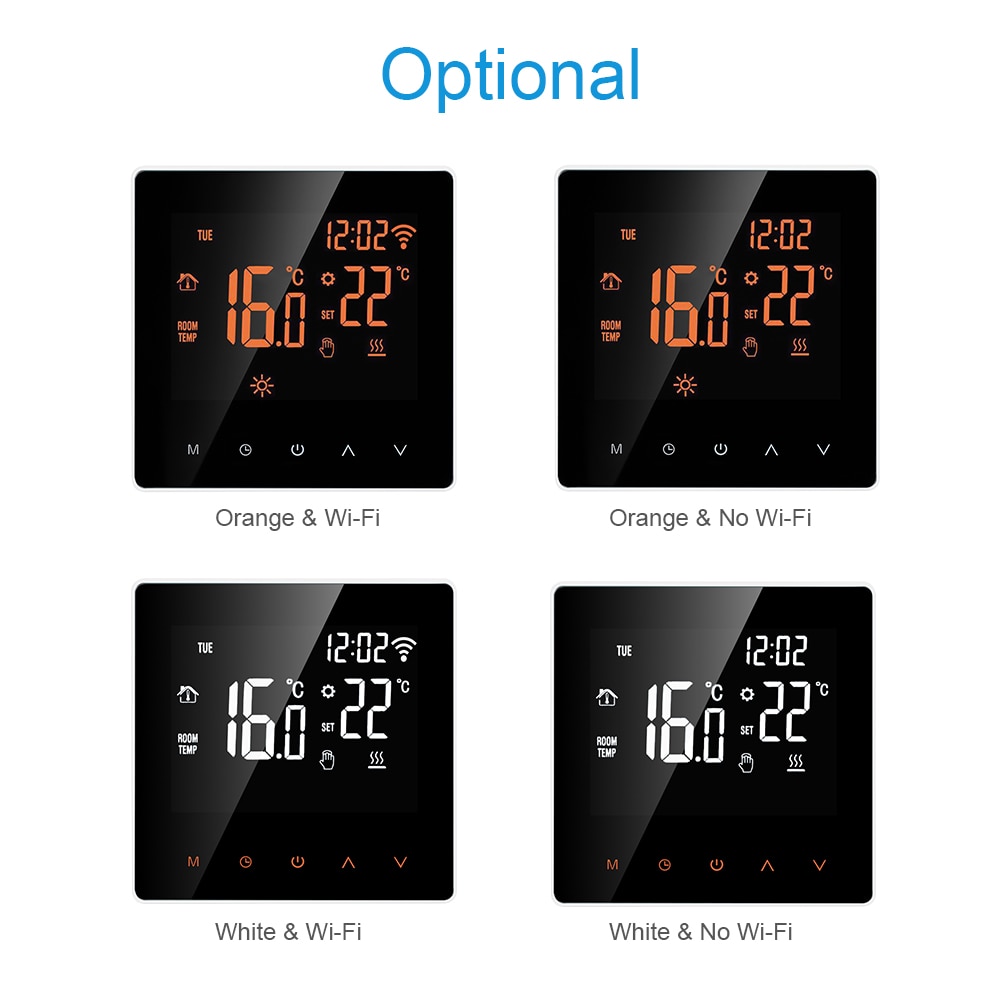 Smart wifi termostat temperaturregulator lcd berøringsskærm programmerbar rumtermostat elektrisk gulvvarme termostat
