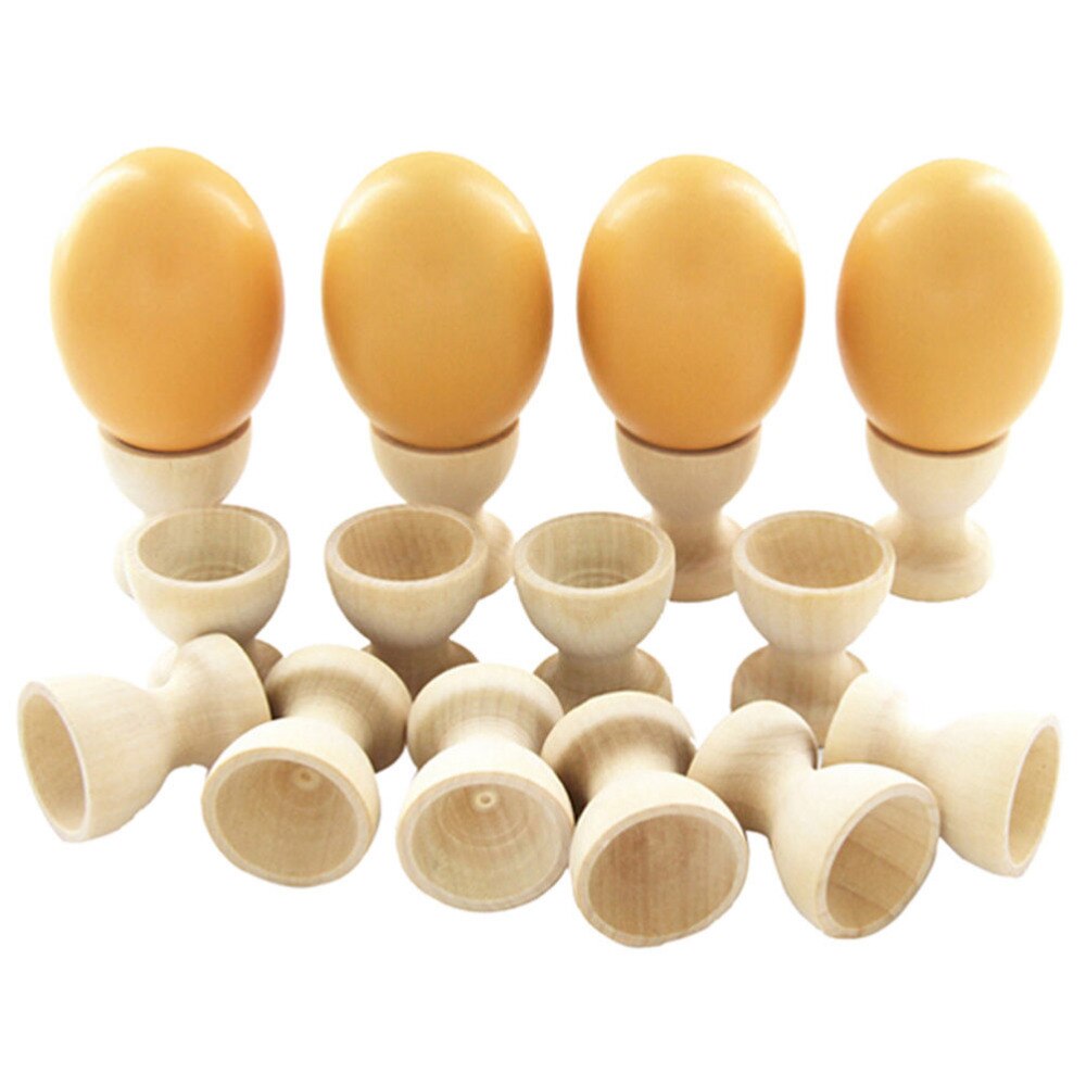 DIY Craft Home Decor Wooden Drawing Model Egg Cup Holder Easter Painted Graffiti Tools Pretend Play Toys Kitchen Dinning Table