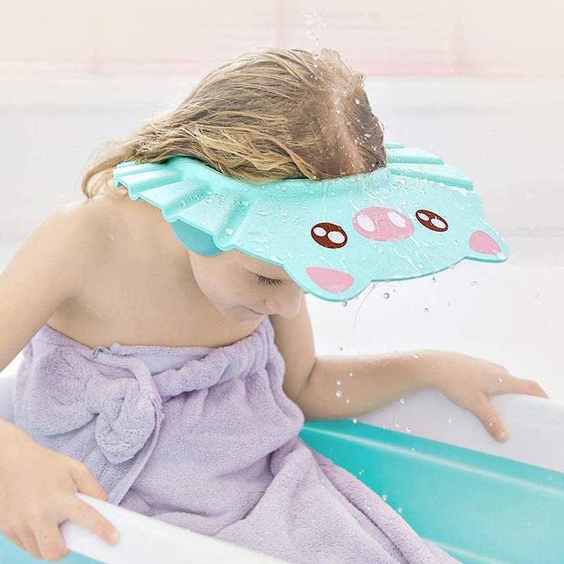 Touca de banho do bebê, touca de chuveiro ajustável das crianças waterpro shampoo ajustável macio crianças criança boné do bebê sil j9m7