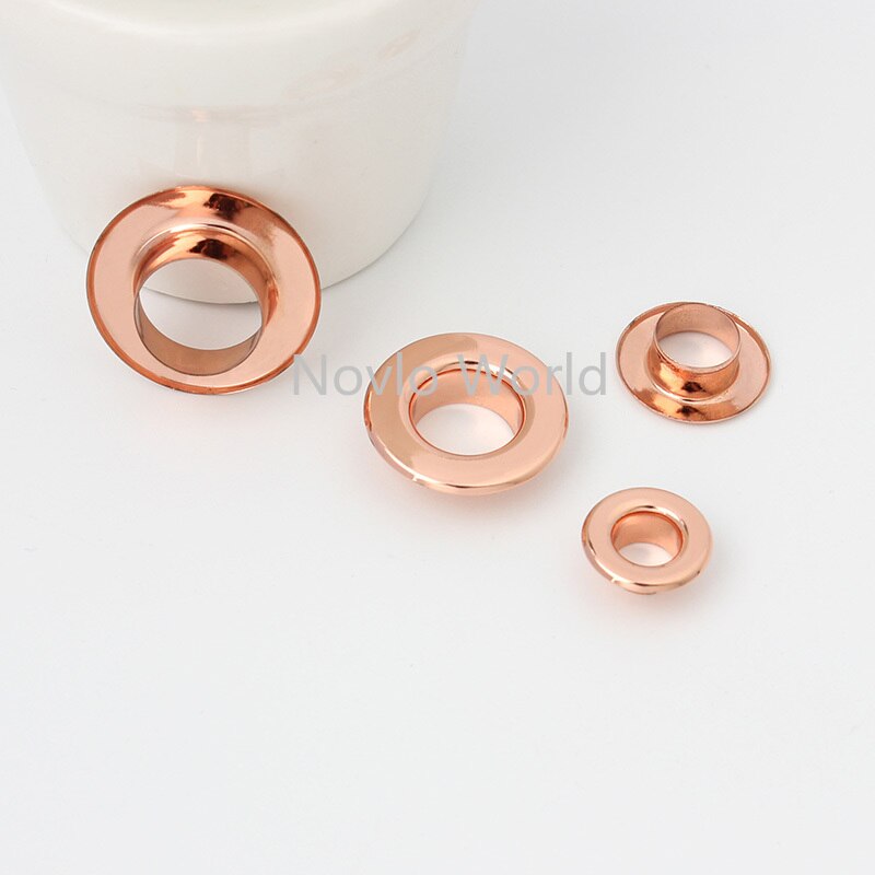 50-100 Stuks Koper Materiaal 6Mm 8Mm 10Mm 12Mm Rose Gold Geduwd grommet Tassen Ingedrukt Ronde Oogjes