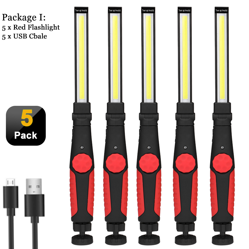 Lampes de travail LED COB, lampe de poche pliante avec Base magnétique, bande Rechargeable, lumière d'inspection lumineuse pour la réparation automobile: WHITE