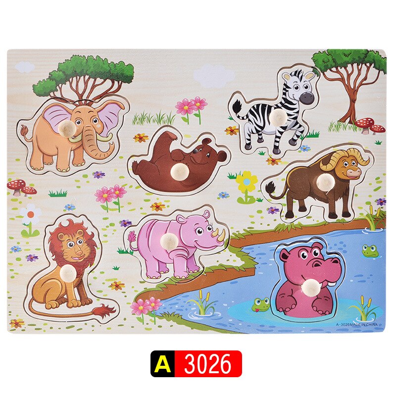 Baby Spielzeug Holz Puzzle/Hand Greifen Bord Set Vielzahl Pädagogisches Cartoon Puzzle Spielzeug für Kindergarten Kind: A3026