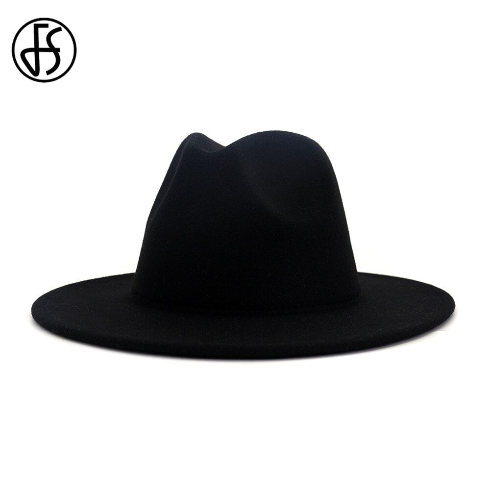 Fs 60cm hat sort gul patchwork fedora hatte til kvinder bred rand jazz uldfilt panama trilby hætter mænd vintage gambler cap