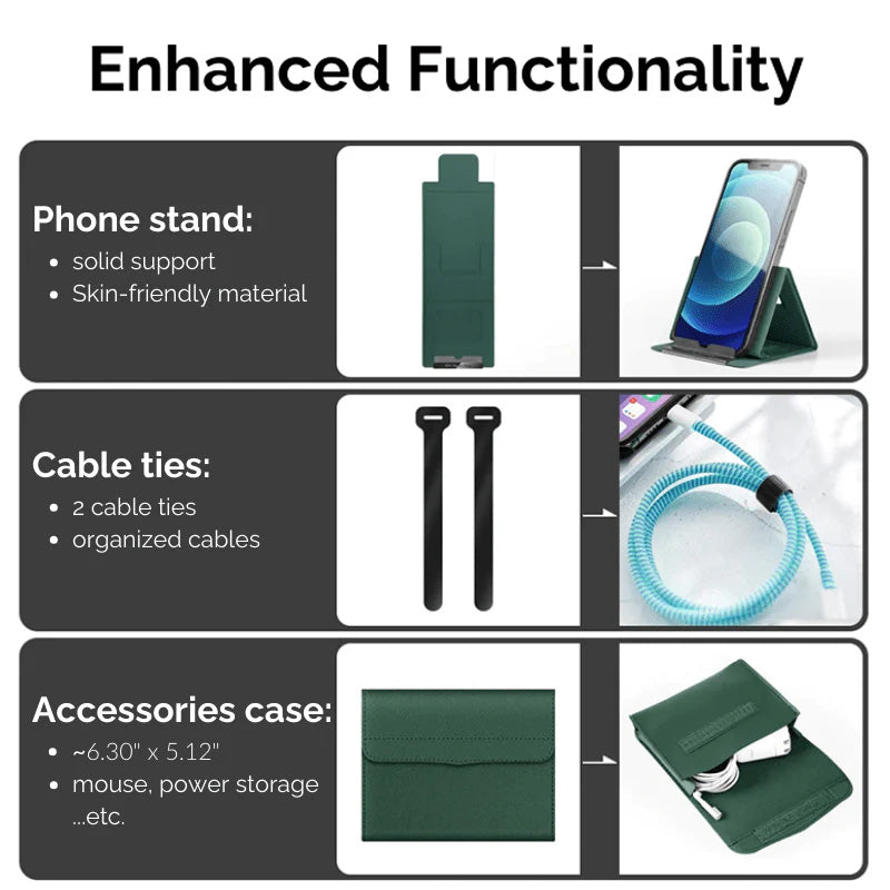 Bärbar multifunktionell laptopväska med justerbart laptopstativ och telefonställ för apple, macbook och huawei