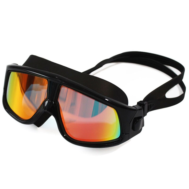 Waterproof Comfortable Silicone Big Frame Polarized Swim Glasses Anti-Fog UV Protection Swimming Goggles for Men Women: Black