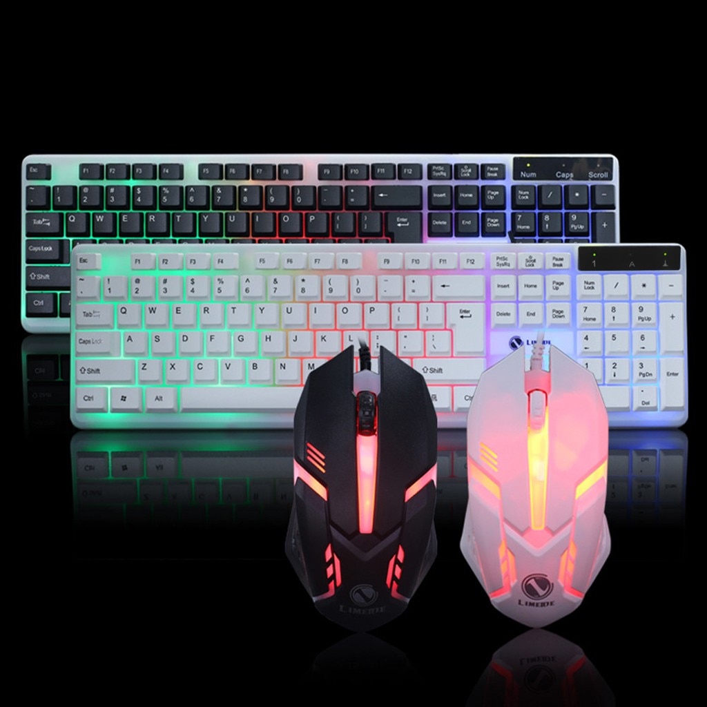 Gaming keyboard and Mouse Set Colorful LED Backlit wiredMouse Optical Gaming set For Laptop Computer PC Gamer 20j4