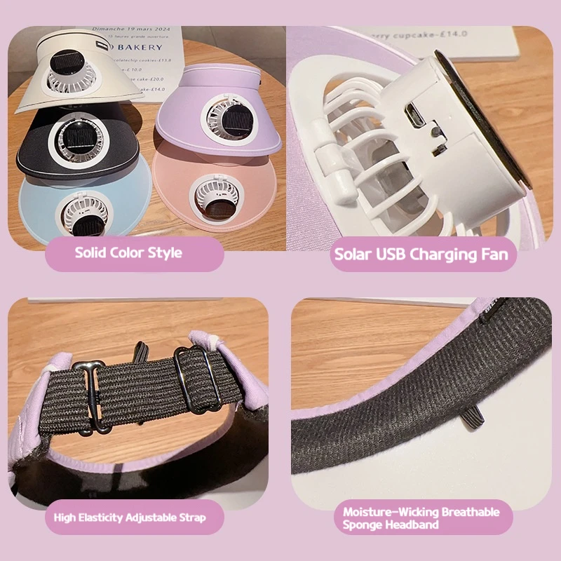 Sonnenhut für Männer und Frauen mit Ventilator, draussen-Visierhut mit Solar--/USB-betriebenem Ventilator, UV-Schutz, breite Krempe, Kühlhut, Camping-Sonnenkappe