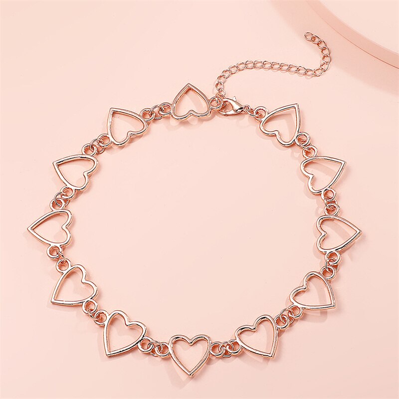 Kpop Vintage Harajuku Goth catene a cuore in metallo girocollo collane Grunge per donna Egirl Cosplay accessori estetici gioielli: C