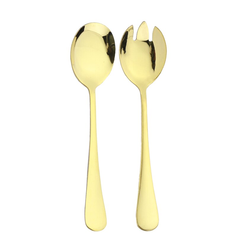 Blue Salad Spoon Fork Serving Spoon Set 2PCS Salad Spoon Stainless Steel Cutlery Set Spklifey Mirror Colorful Unique Spoons: Champagne