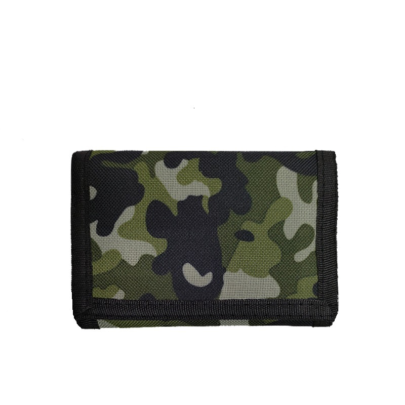 Nylon Rfid Fabric Camouflage Boys Wallet With Key Holder Trifold Canvas Outdoor Sports Kids Wallet Wallet For Teenage Boys
