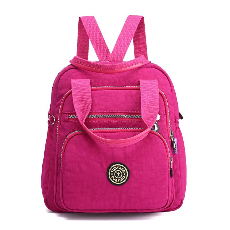 Mochila impermeável para mulheres, Mochila Laptop Lazer, Mochilas escolares multifuncionais, Nova moda: Rosa quente