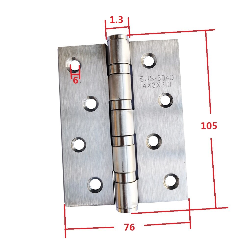 2Pcs 4*3*3 Inch Stainless Steel Mute Flat Hinge Loose-leaf Doors Windows Hinge