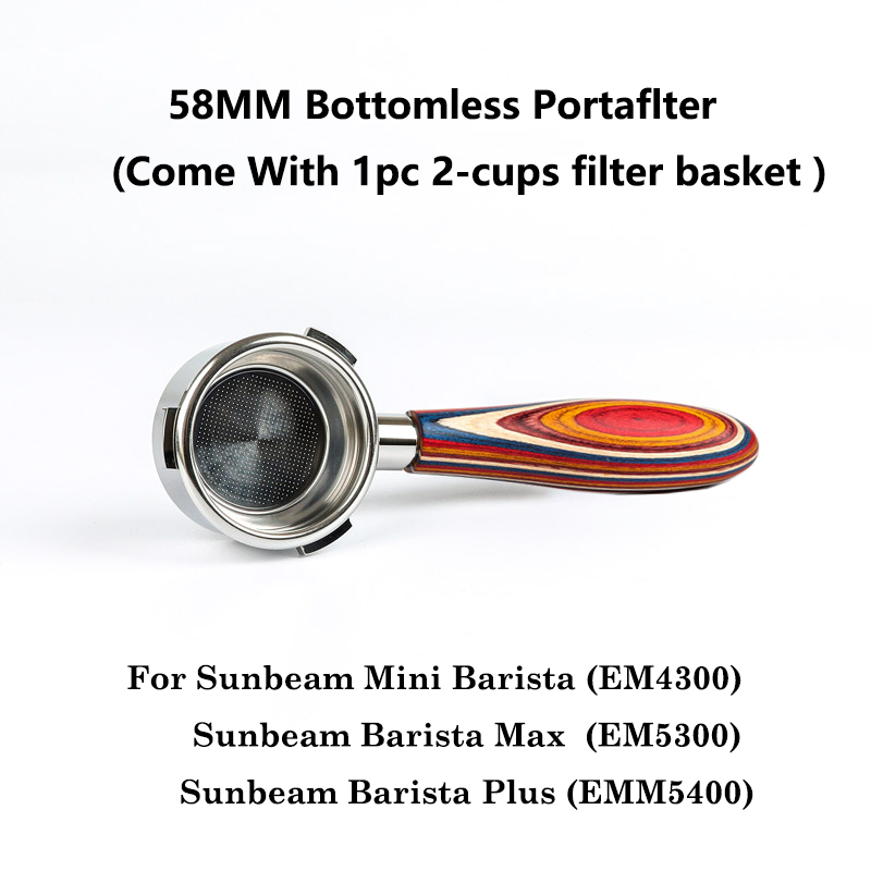 Sunbeam 58mm Bottomless Naked Portafilter 3 ears Filter Holder for Sunbeam Mini Barista/Barista Max/Barista Plus Coffee Machine: Dark Grey